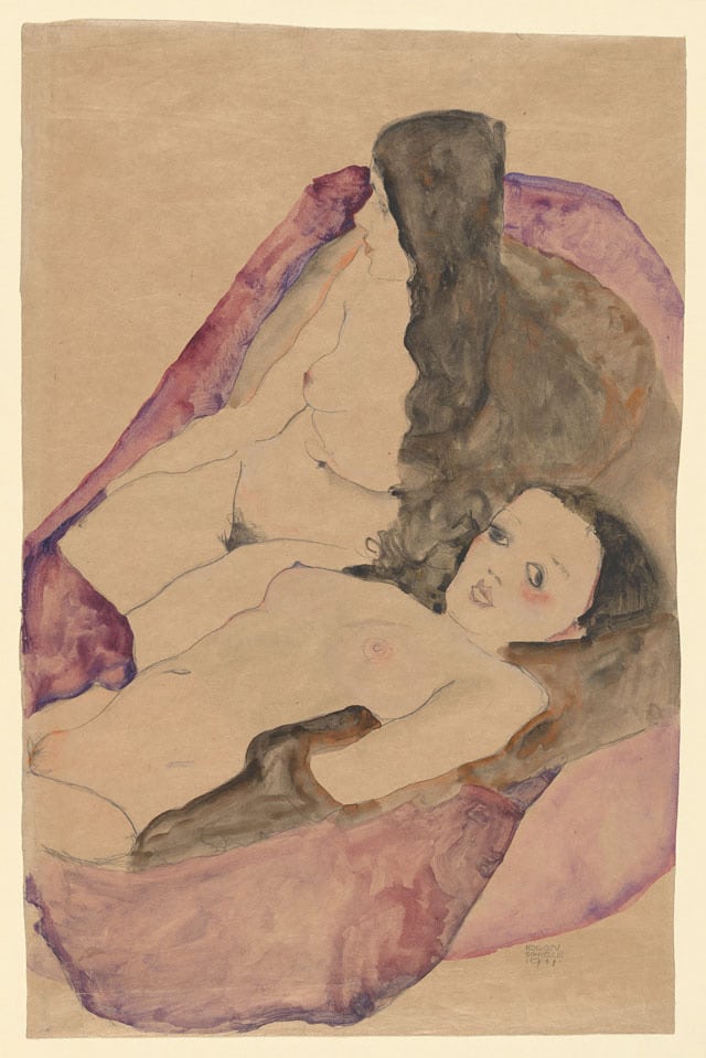 Egon-Schiele-Two-Reclining-Nudes,-1911