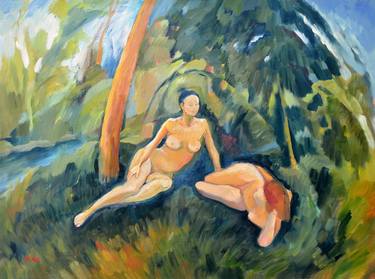 two nude women in a landscape Irina Makarova
