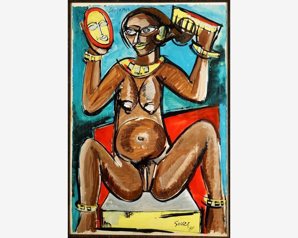 Nude With Mirror by Francis Newton Souza